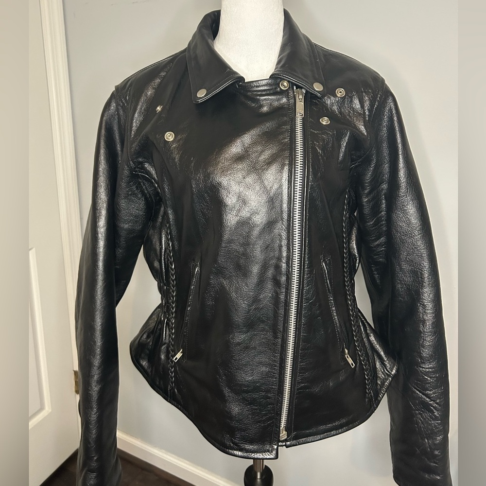 Dependent By USA Leather Biker Jacket with Braid detail